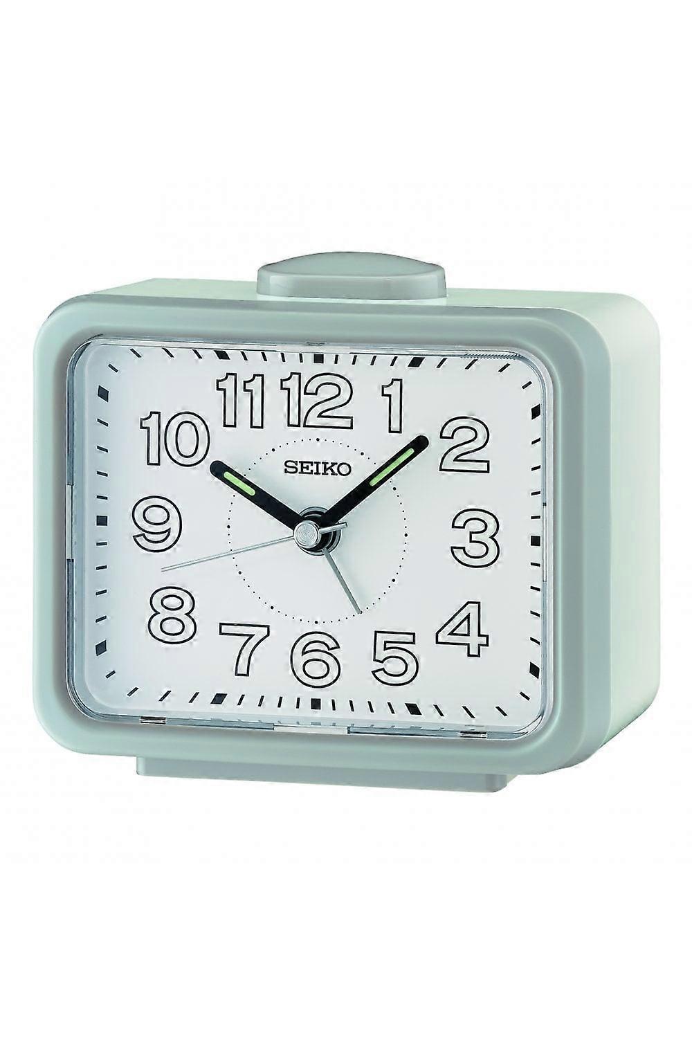 Seiko Grey Bedside Bell Alarm Clock With Light 11cm QHK061N
