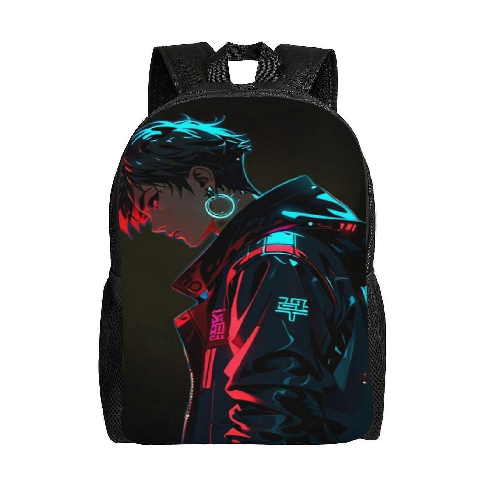 g131 Cyberpunk Heroes Backpack for Work and Travel, Stylish Daypack with PVC Bottom, Large Capacity Bag for Laptop and iPad e131