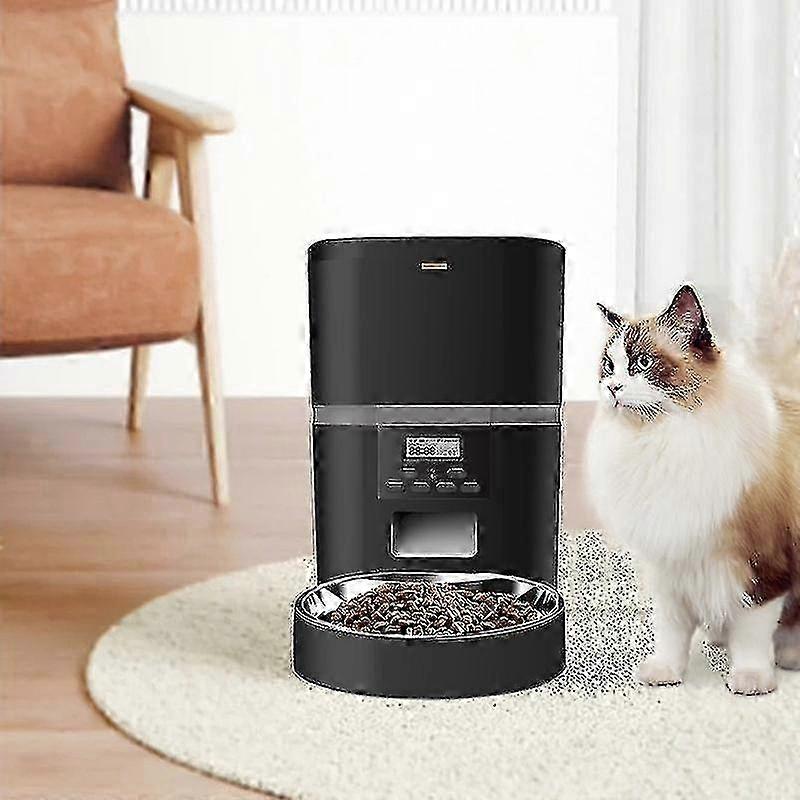 Pets Feeder Dog Cat Feeding Automatic Pet Feeder-Black