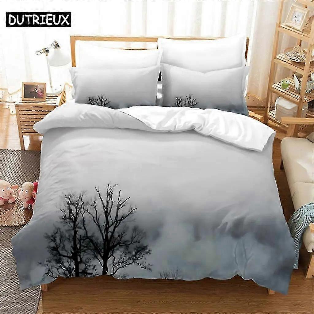 Conjunto de Cama de Paisagem Personalizado com Impressão Digital, Conjunto de Capa de Colcha de 3 Peças para Casa, Inclui Capa de Edredom e Fronhas Adequado para Vari