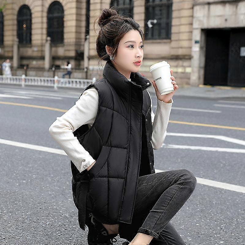 Plus Size Cotton Vest Women's Fall and Winter Loose Stand-up Collar Cotton Undershirt Shoulders Sleeveless Jacket Fashion Waistcoat