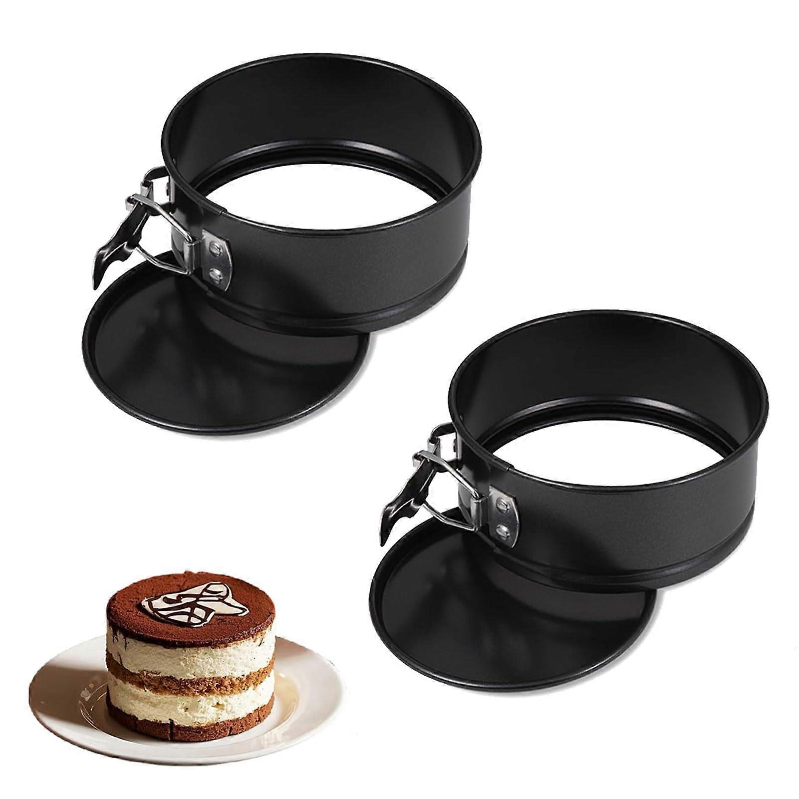 4 Inch Mini Cake Tin, Pack of 2, Springform, NonStick, Black