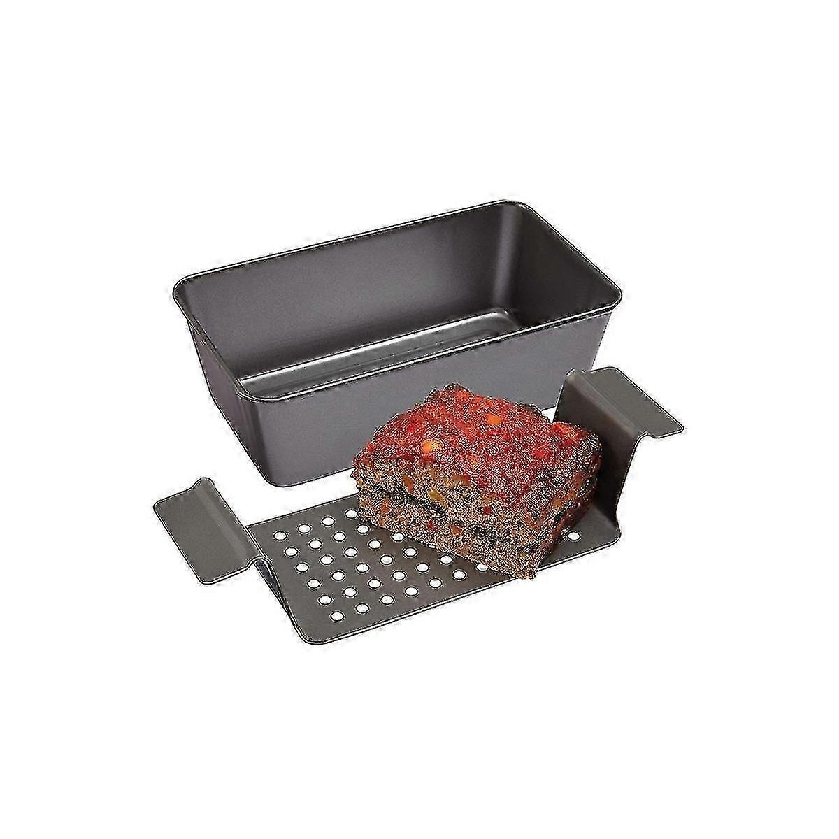 12 Inch Professional Healthy Meatloaf Pan Non-Stick Barbecue Tray Rectangular Loaf Pan with Insert Rack
