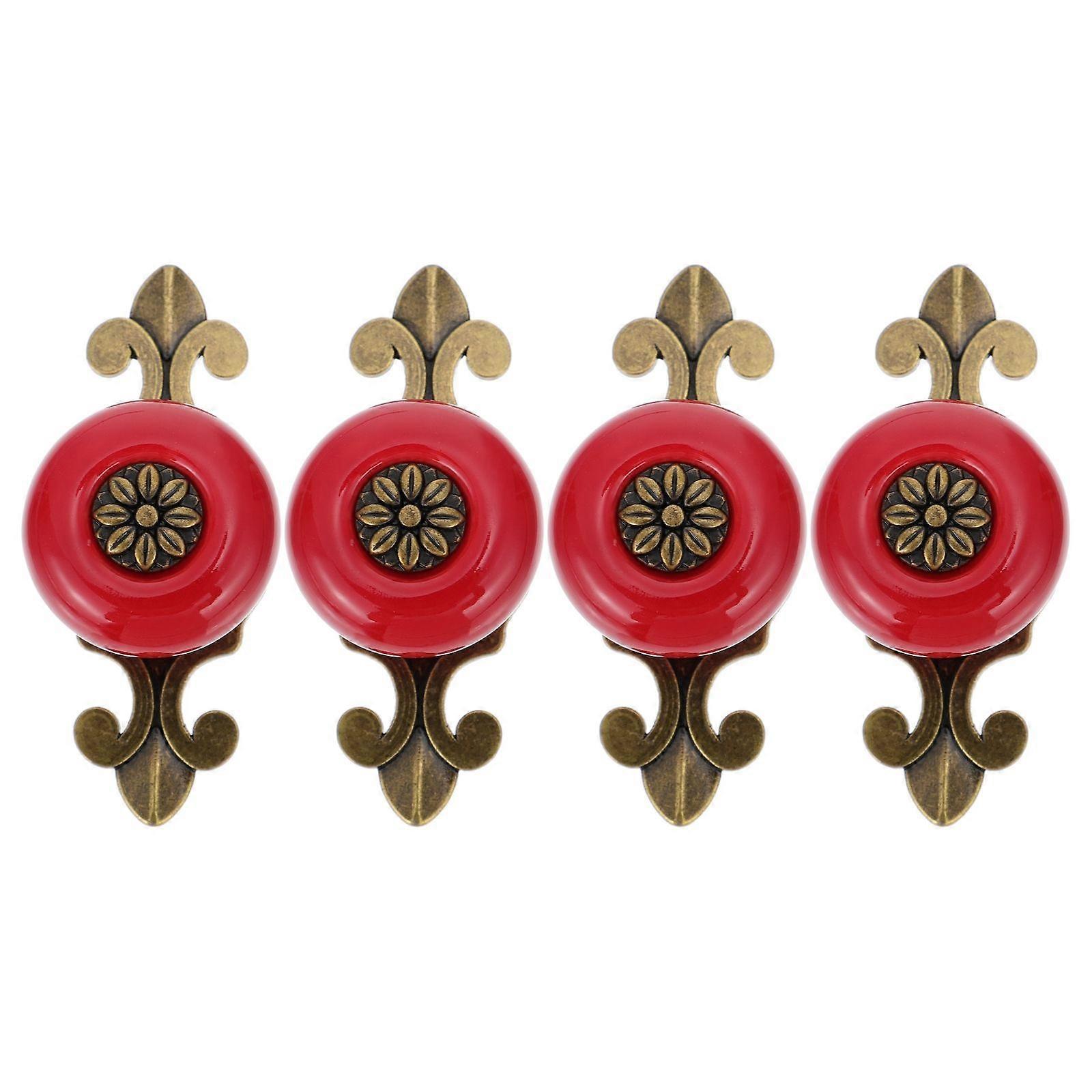 Decorative Pull Handle Wardrobe Knob Ceramic Cabinet Knobs for Dresser Drawer Bathroom 7.2x3cm 4Set