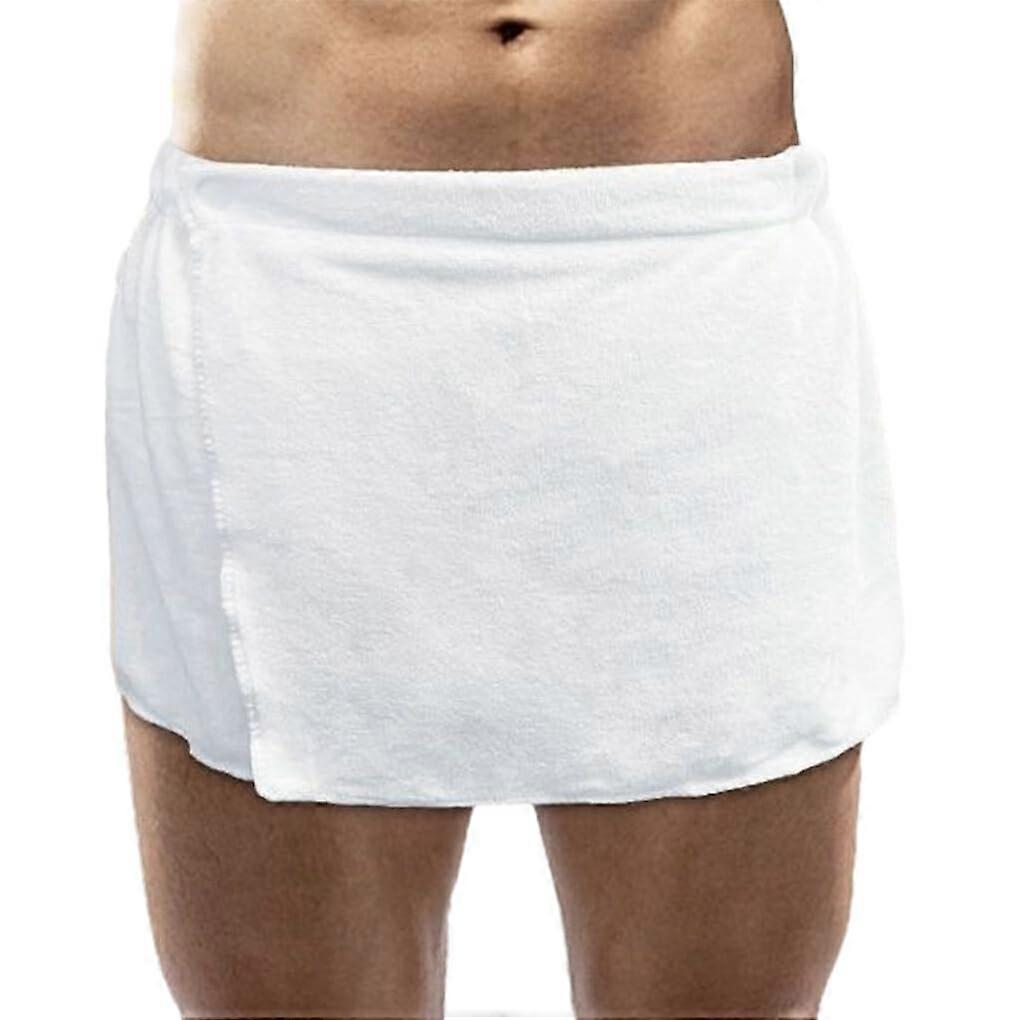 Appropriate size men's bath towel for comfort, soft microfiber swimming towel wrap with snap closure, White