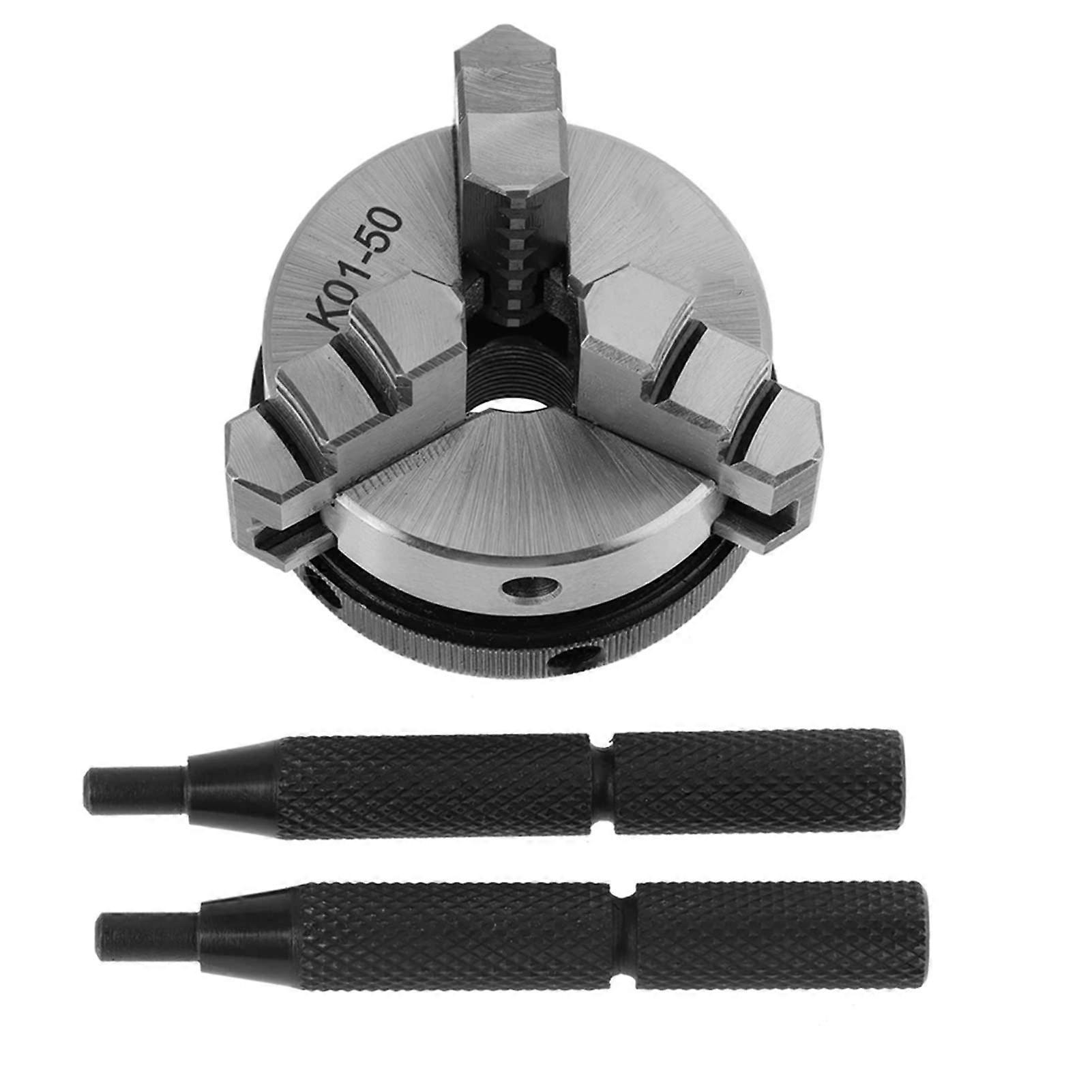 Scroll Chuck Mini Woodworking Clamp with 3 Pine Jaws and Assembly Thread - Durable and Compact for Non-Metal Applications