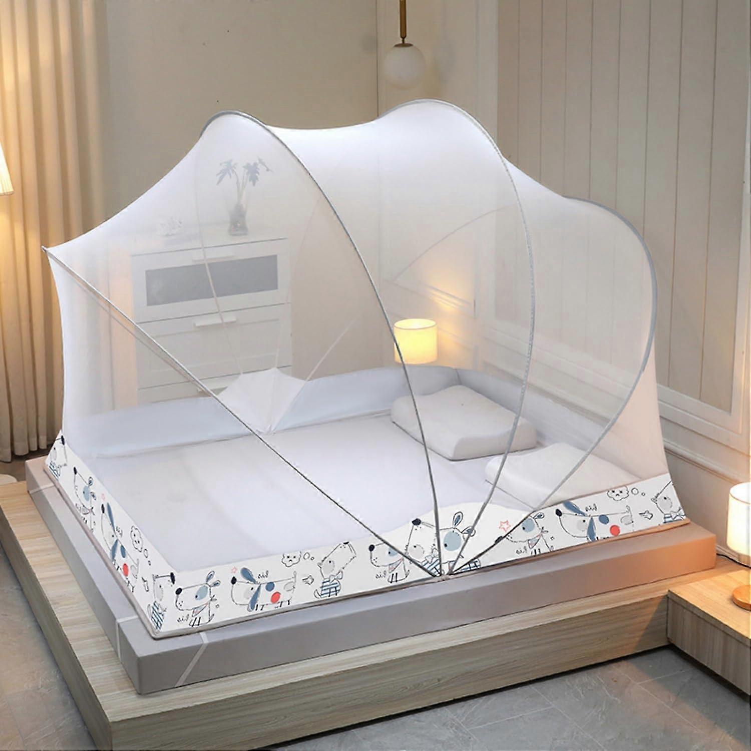 PopUp mosquito net tent with floor, portable travel bed canopy, stable metal stand (19080110cm)