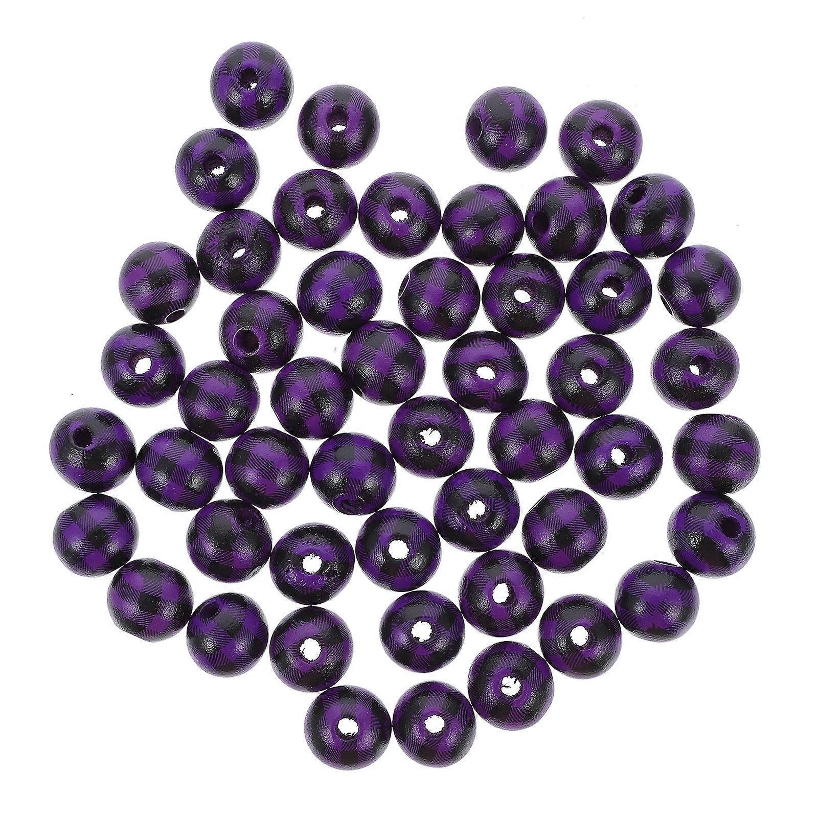 Plaid Wood Beads for DIY Craft Projects Assorted Color Synthetic Material 50pcs