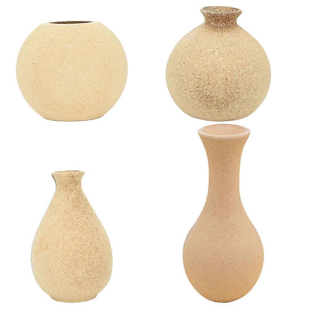 DIY Unfinished Vases for Kids Handmade Projects with Khaki Synthetic Material 4 Pieces