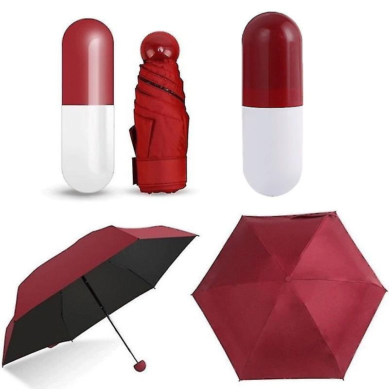 Portable Umbrella Windproof Folding Umbrella (red)