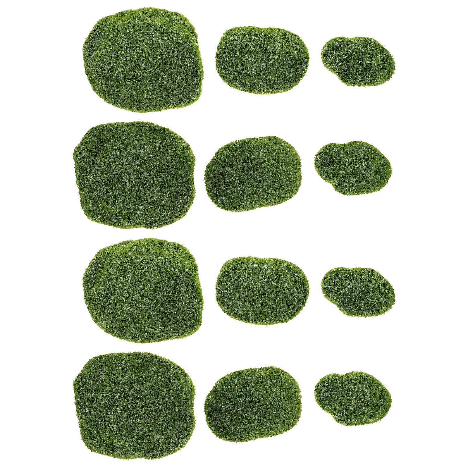 Artificial Fake Moss Moss Stone Props Decorators 4.3X4.3X0.8in Background Layout Decor 12Pcs