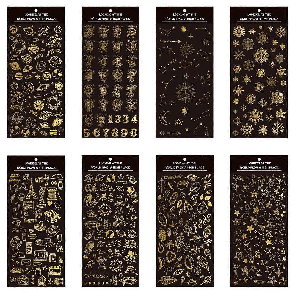 Tiny Stickers Aesthetic Decorative Stickers Diy Craft Projects Golden 8 Sheets