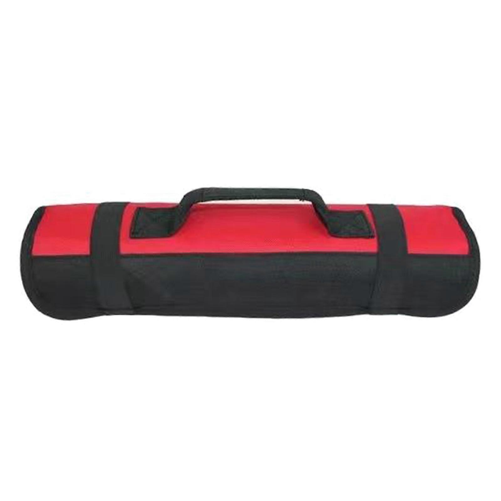 Roll Up Tool Bag Portable Folding Tool Storage Bag Folding Repair Wrench Multifunctional Case Holder Pocket Bag Red