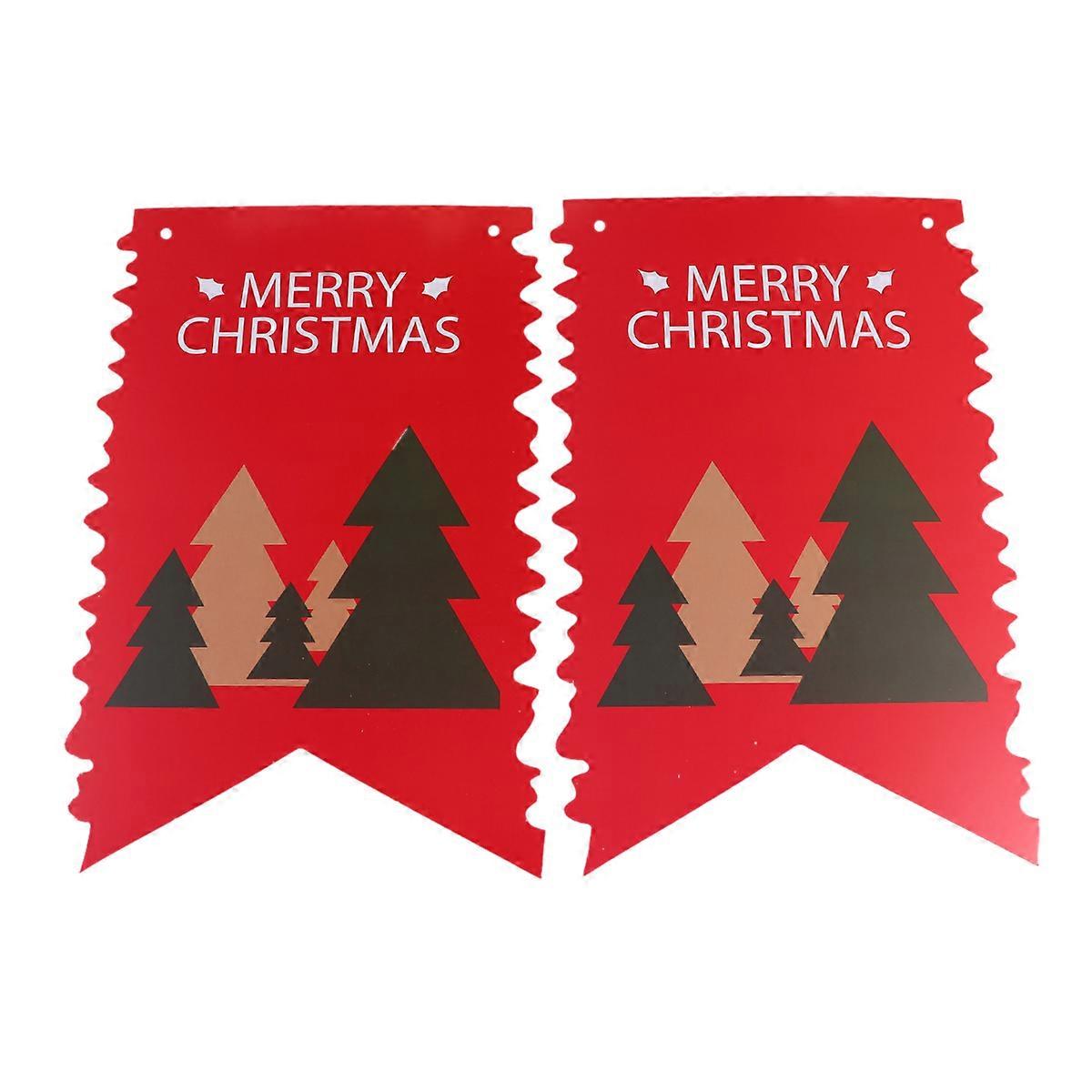 Festive Banner Christmas Theme Decorative Double-sided Printing Rectangular Paper 1Set