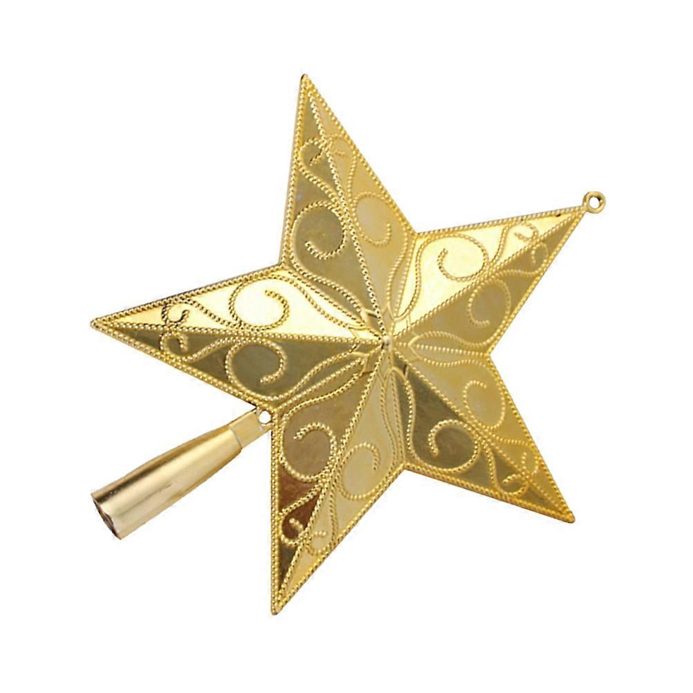 Golden Star Tree Topper 20cm Plastik Julepynt Til Hjemmefest Og Festivaler 1stk