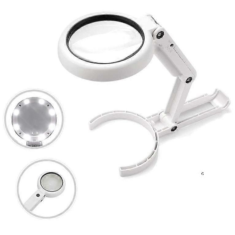 Rechargeable Handheld Magnifier with 5x Magnification and 8 LED Lights - Portable Illuminated Magnifying Glass
