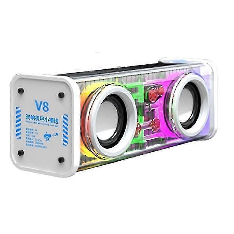مكبر صوت موسيقى شفاف من النوع A V8 بلوتوث 5.0 مضخم صوت لاسلكي مع ضوء RGB