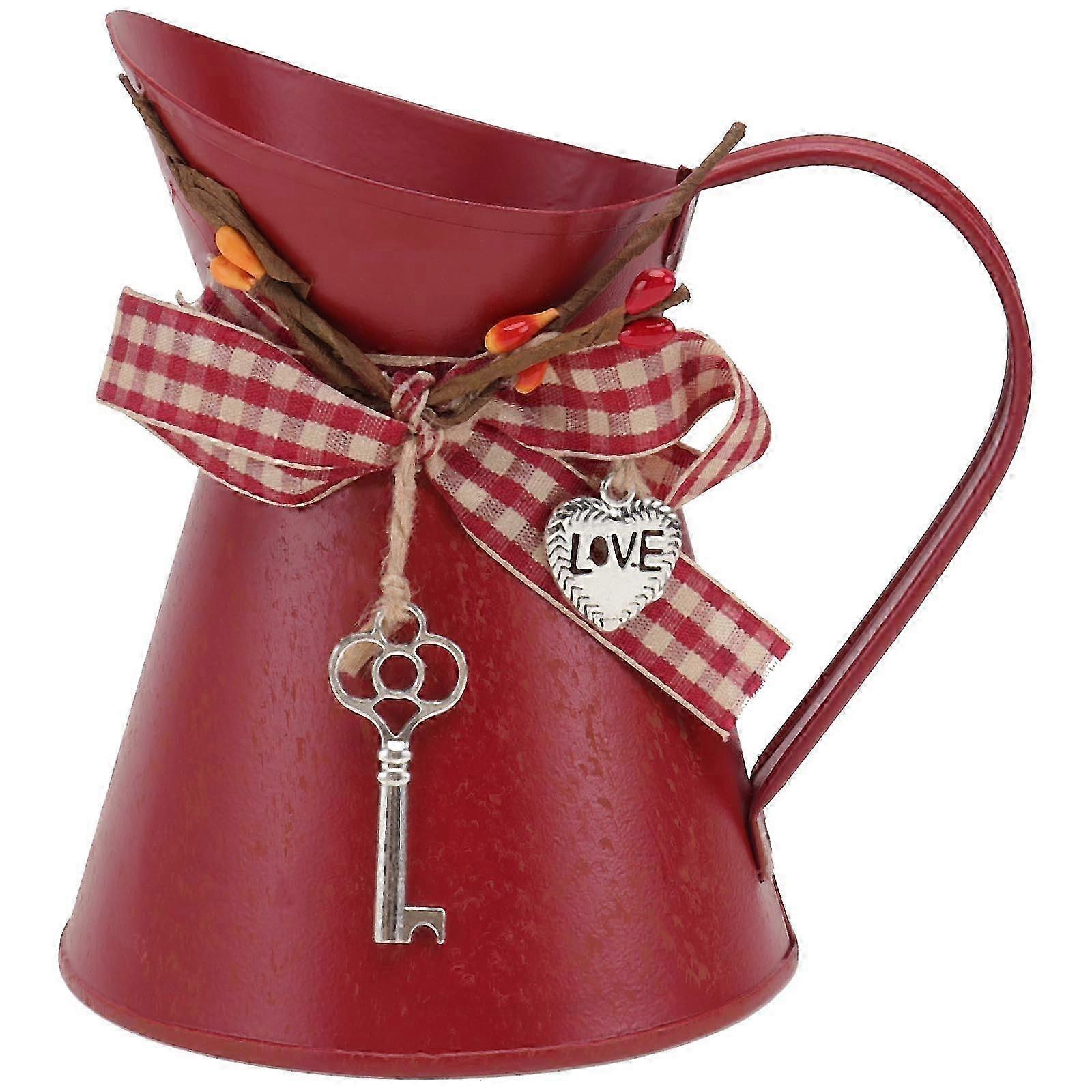 1Pc Unique Kettle Shaped Planting Pot Home Decorative Flower Bucket Iron Pot