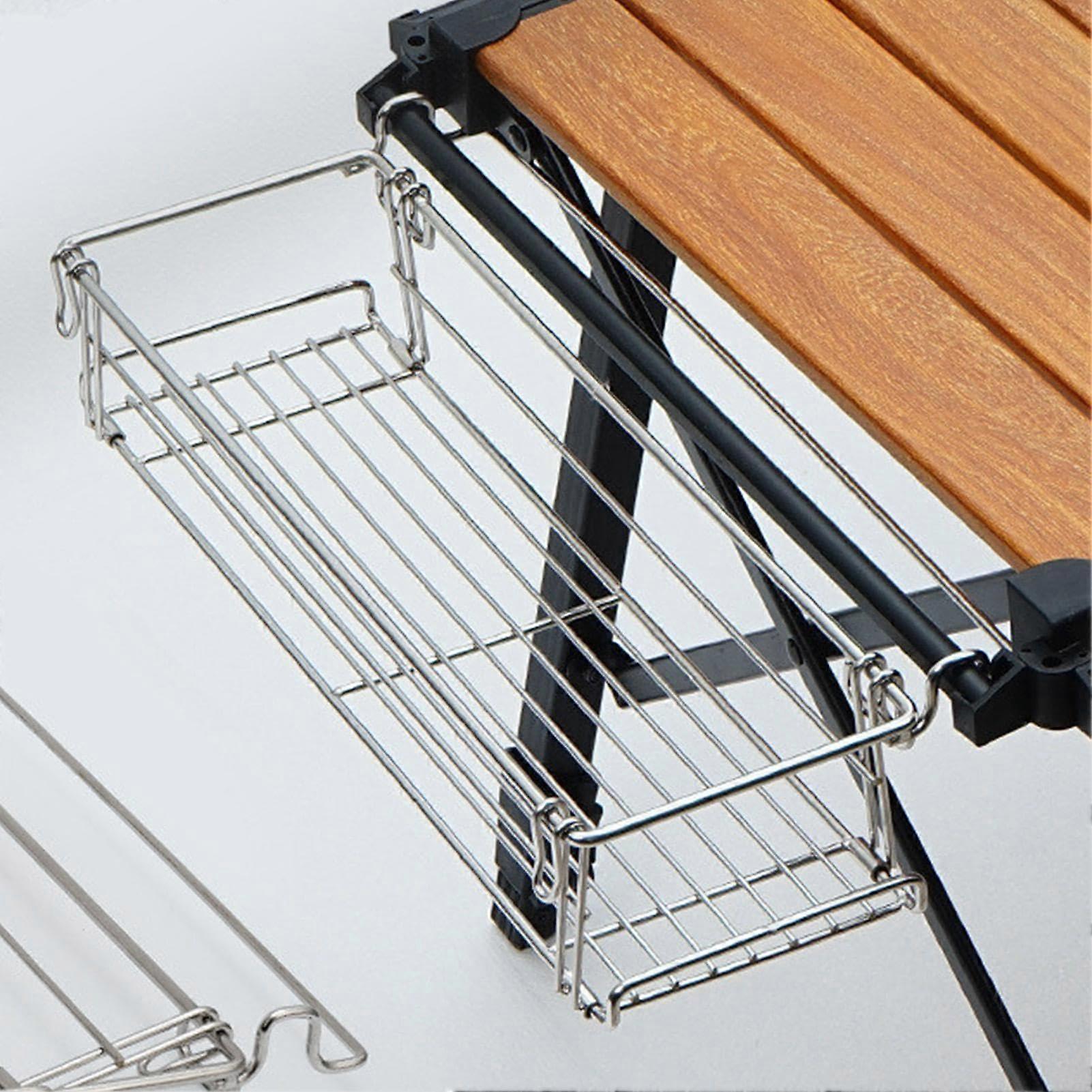 Camping Table Organizer Basket, Foldable Mesh Storage Bin for Outdoor Use, Compatible with Wall Grids and Camping Gear