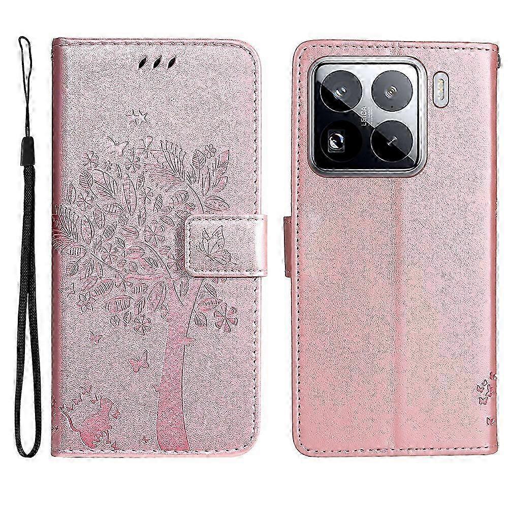 For Certain Brand 15 Pro Case Cat Tree Pattern Flip Leather Phone Cover