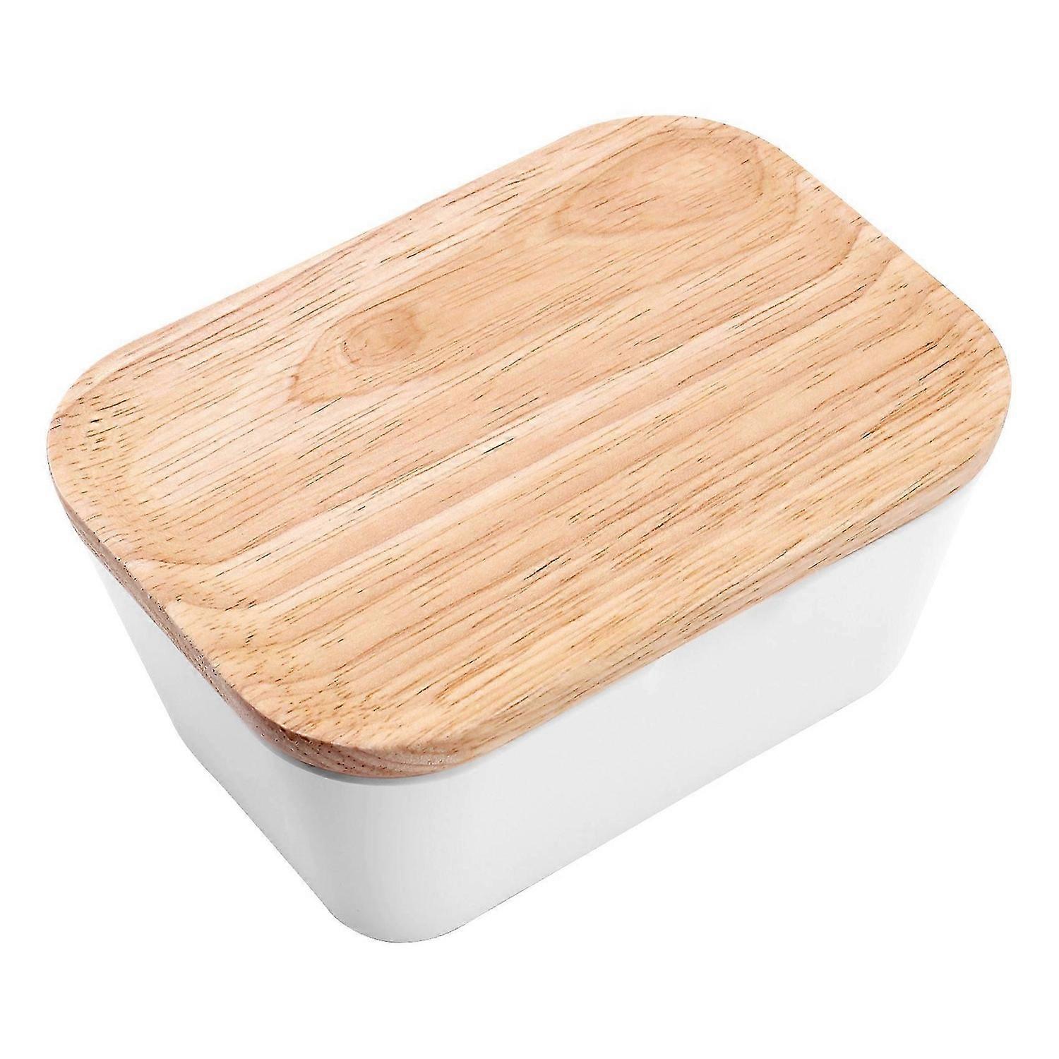 Butter Dish Butter Box Container with Wooden Cover Home Tool Useful, Home Storage Box 250ML Multi-Fu