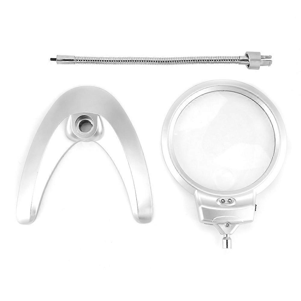 Desktop Magnifier with 2 LED Lights and Flexible Metal Hose, Suitable for Table Use