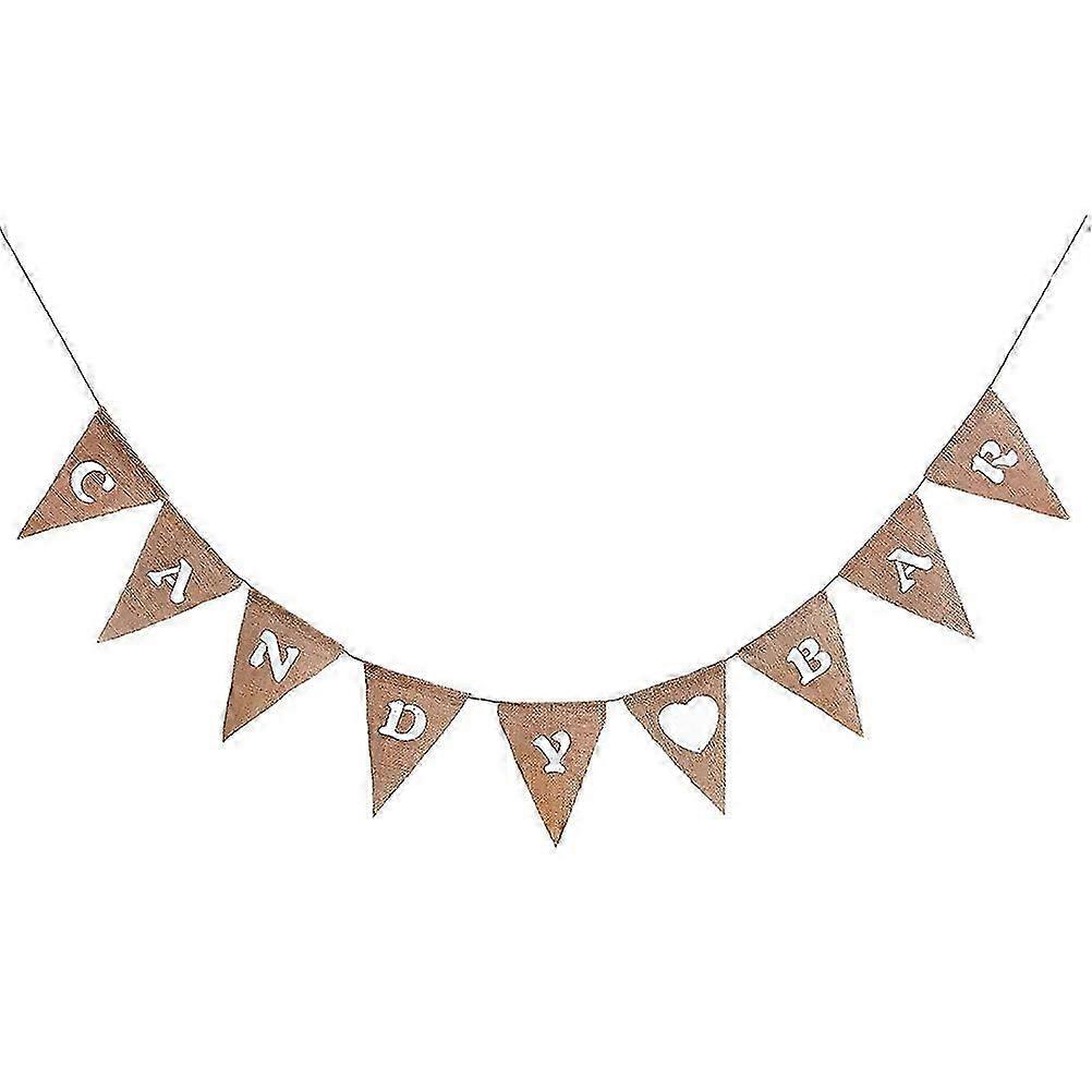 Candy Bar Heart Banner Hessian Pennant Triangle Burlap Banner Triangle Flags for Party Decoration