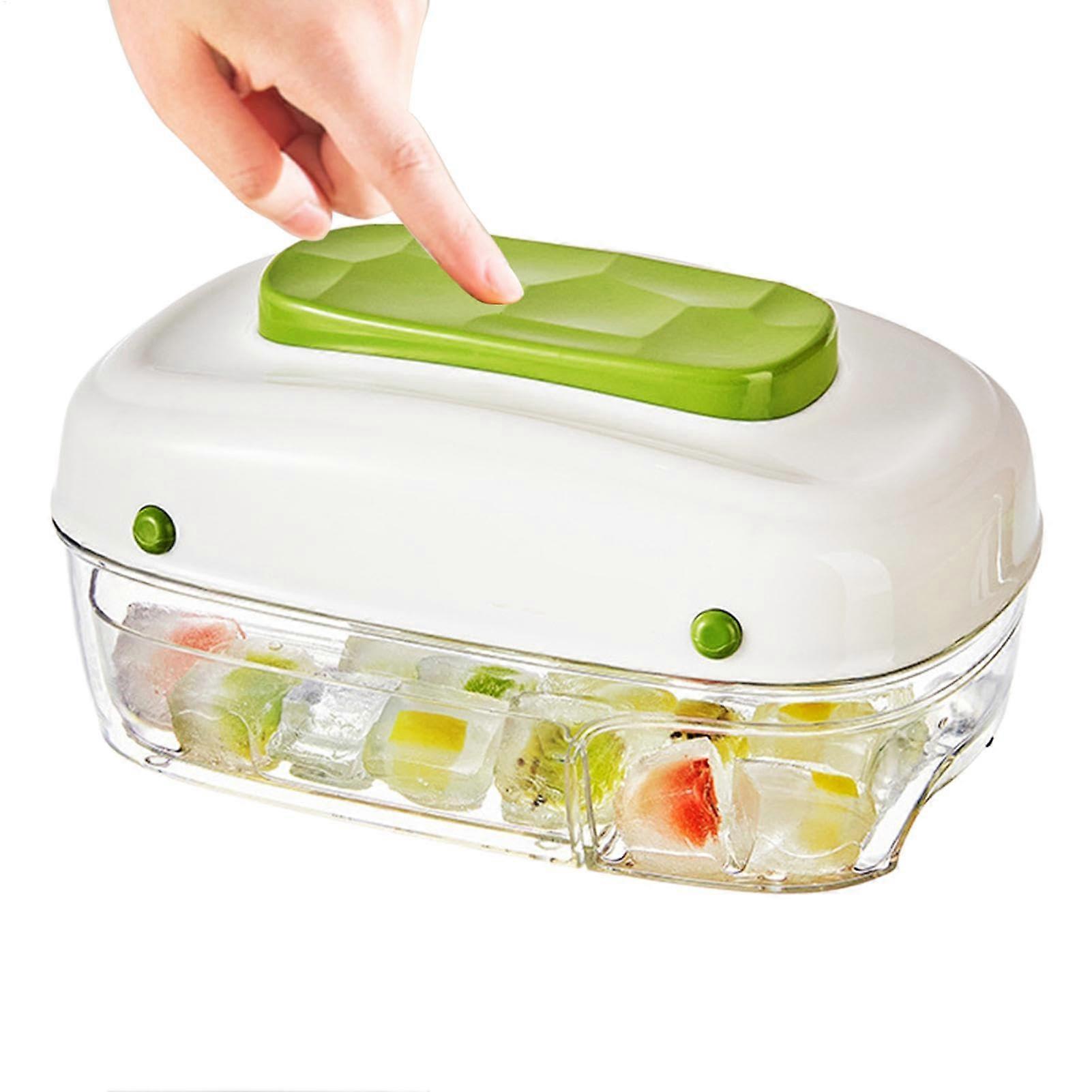 Ice Cube Tray Press, Ice Block Maker for Freezer, Spill-Resistant Green Juice Cube Tool, Durable Silicone Design