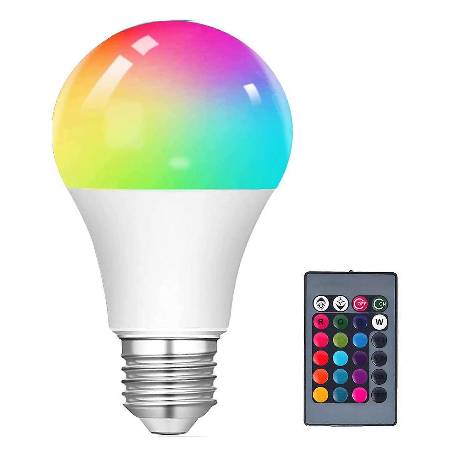 Colour Changing Light Bulb E27 5W RGB LED Bulb with Remote Control for Home and KTV Decoration, Screw Base