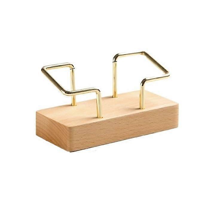 Wooden Business Card Holder Display Organizer for Desk, Natural 11x5x5.5cm, Metal and Wood Combination, Stylish Card Stand