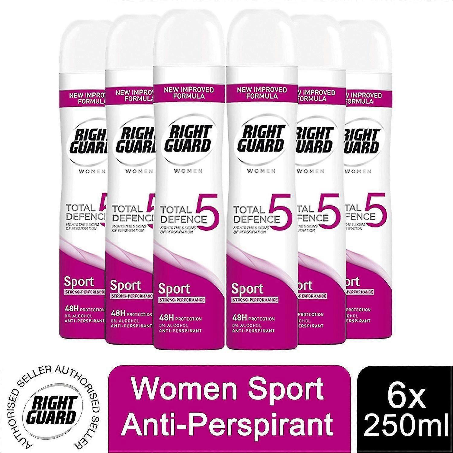 Right Guard 48H Total Defence 5 رياضة نسائية مضادة للتعرق ، 6 عبوات لأنماط الحياة النشطة