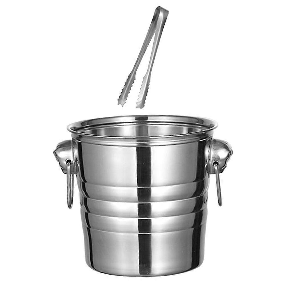 Household Ice Bucket Stainless Steel Ice Storage For Home Use Friends Family Silver 19.5x19.5x19.3cm 1Set
