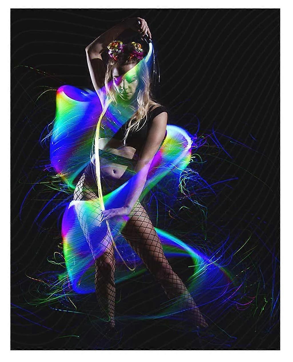 LED Colourful Fibre Optic Whip 6 ft 360° Rotatable Super Bright Luminous Rave Toy