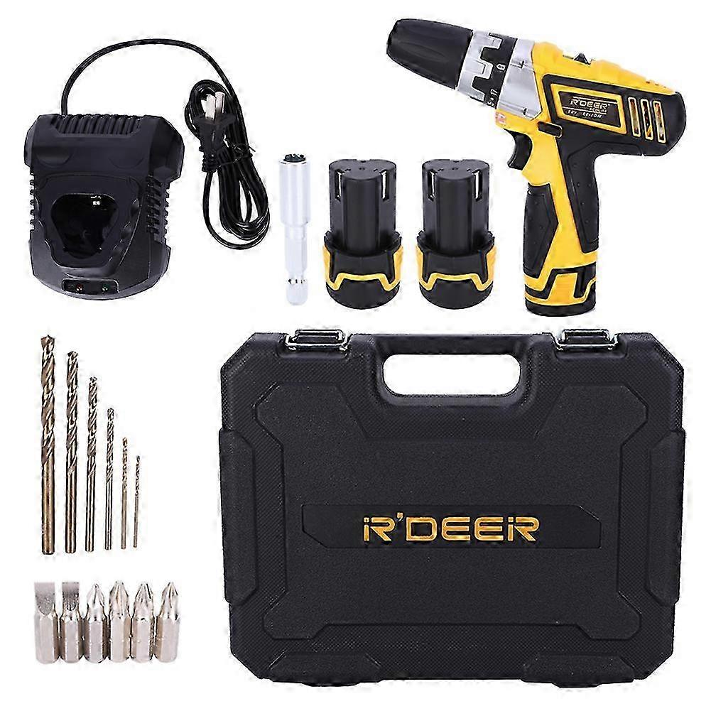 12V Electric Drill Set Lithium Battery with LED Light Screwdriver Bits