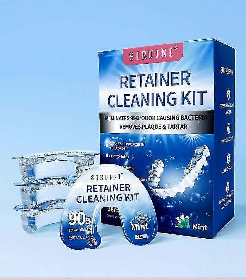Retainer Cleaner SolutionProfessionel rengøring af engangsholdere, usynlige skinner, tandbeskyttere, natbeskyttere, fjernelse af lugt, misfarvning og