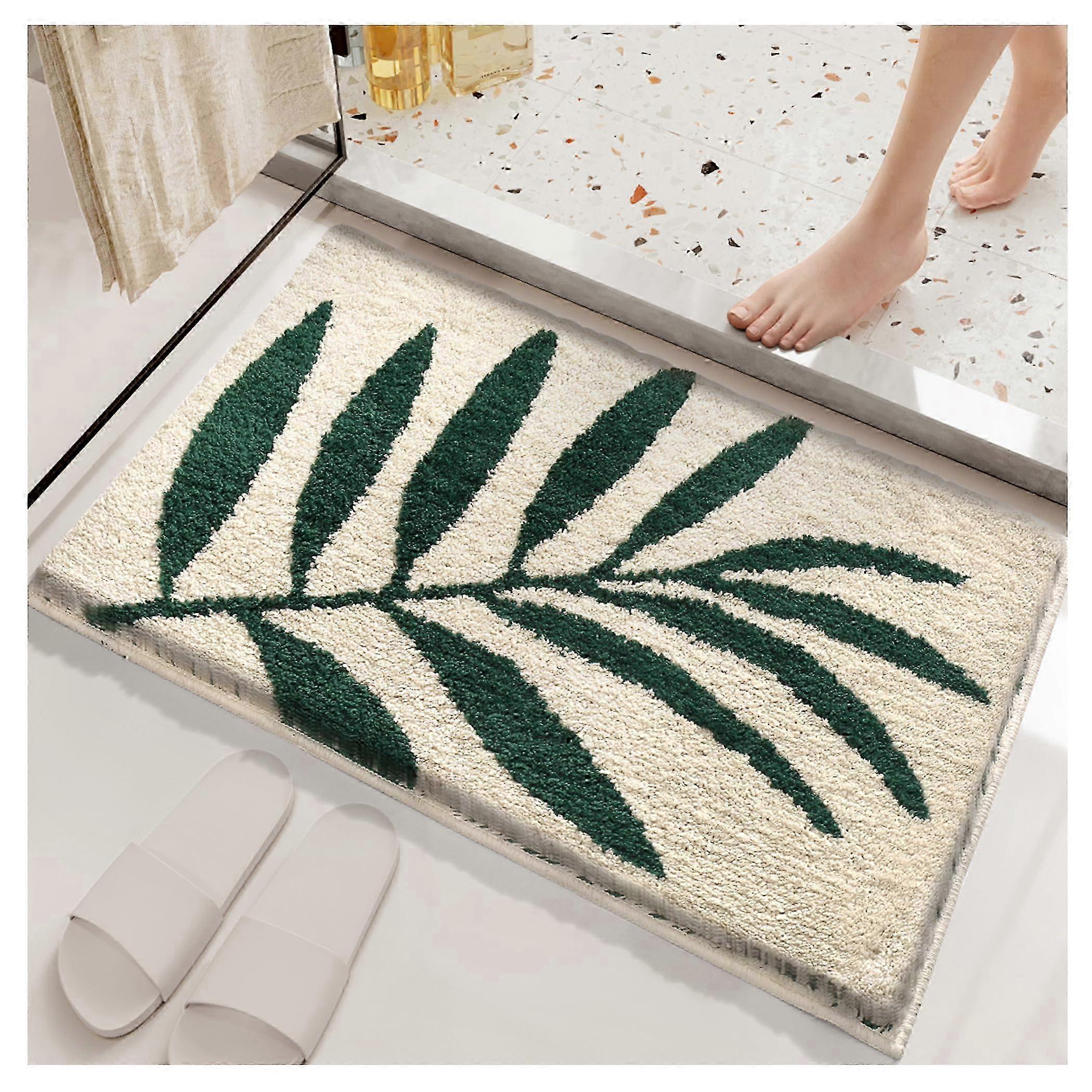 Plants Pattern Bathroom Mat - Ultra Absorbing, Non-Slip, Machine Washable, Thick Plush - 17.7 x 25.5 in