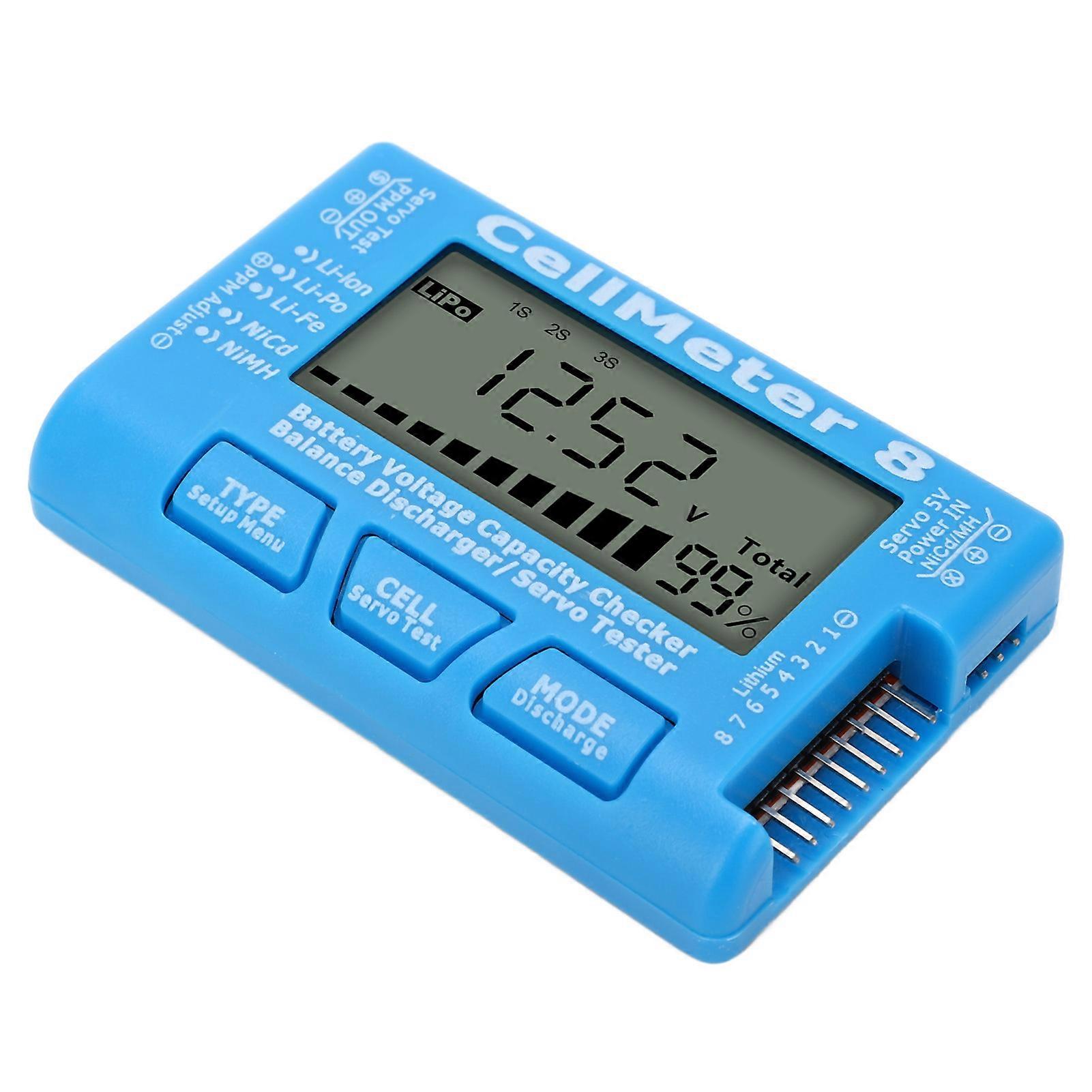 Digital Battery Capacity Checker Tester Detector Battery Balance Discharger Servo Tester for LiPo Blue 