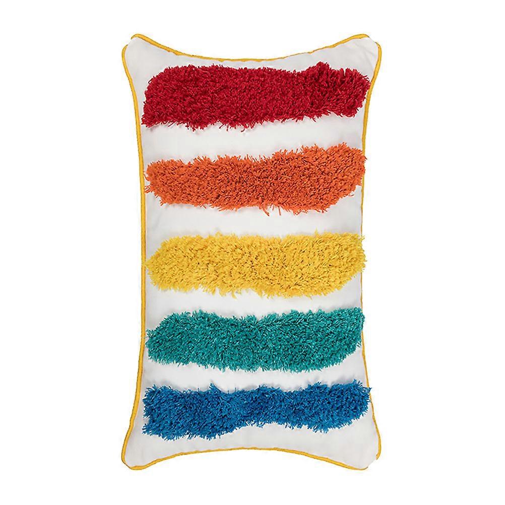 Woven Trim Pillow Cover Tufting Pillow Case Office Chairs Bed Sofas Multi-Colored 50x30cm 1Pcs