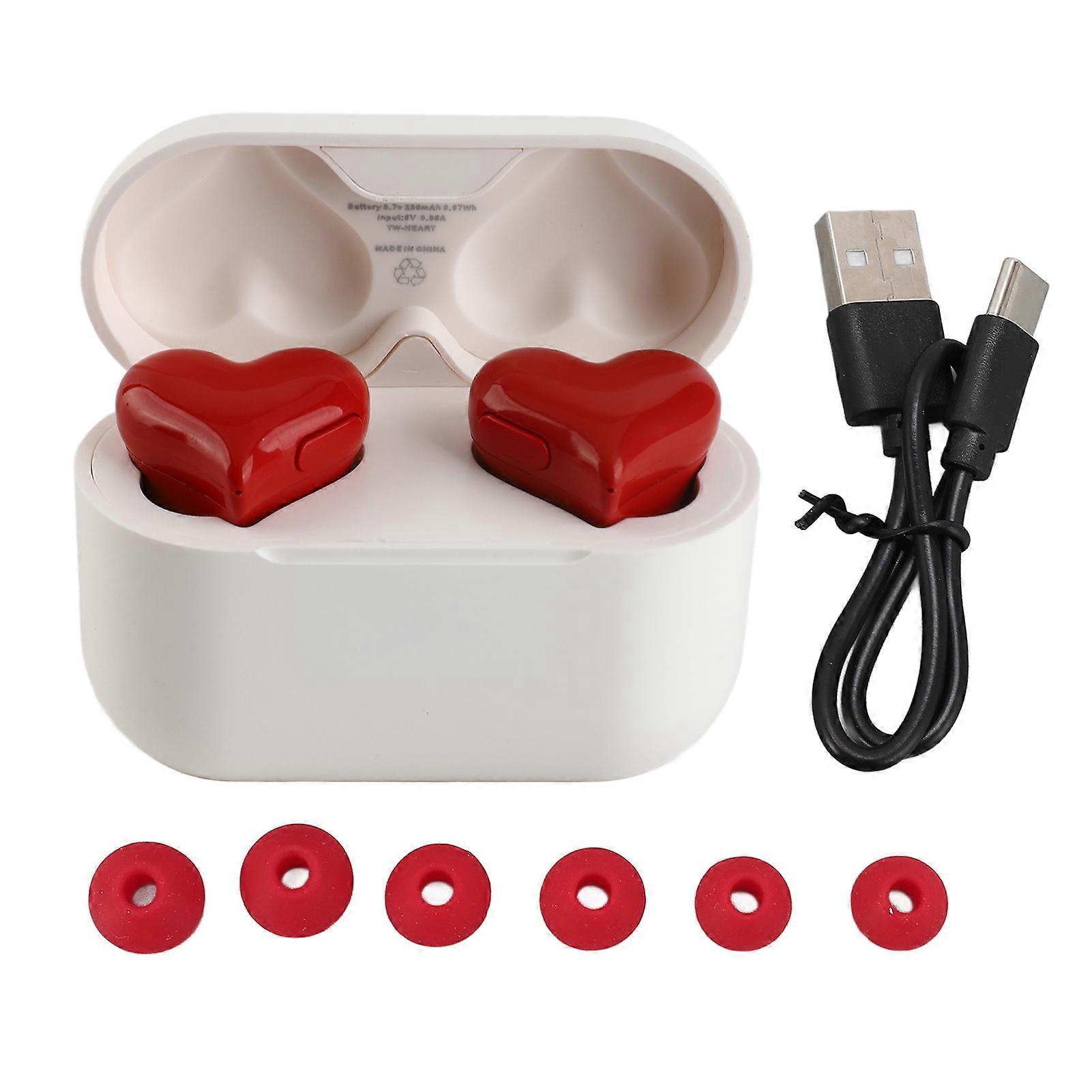 Heart Shaped Wireless Earbuds with Bluetooth 5.3, Noise Cancelling, Touch Control, Display