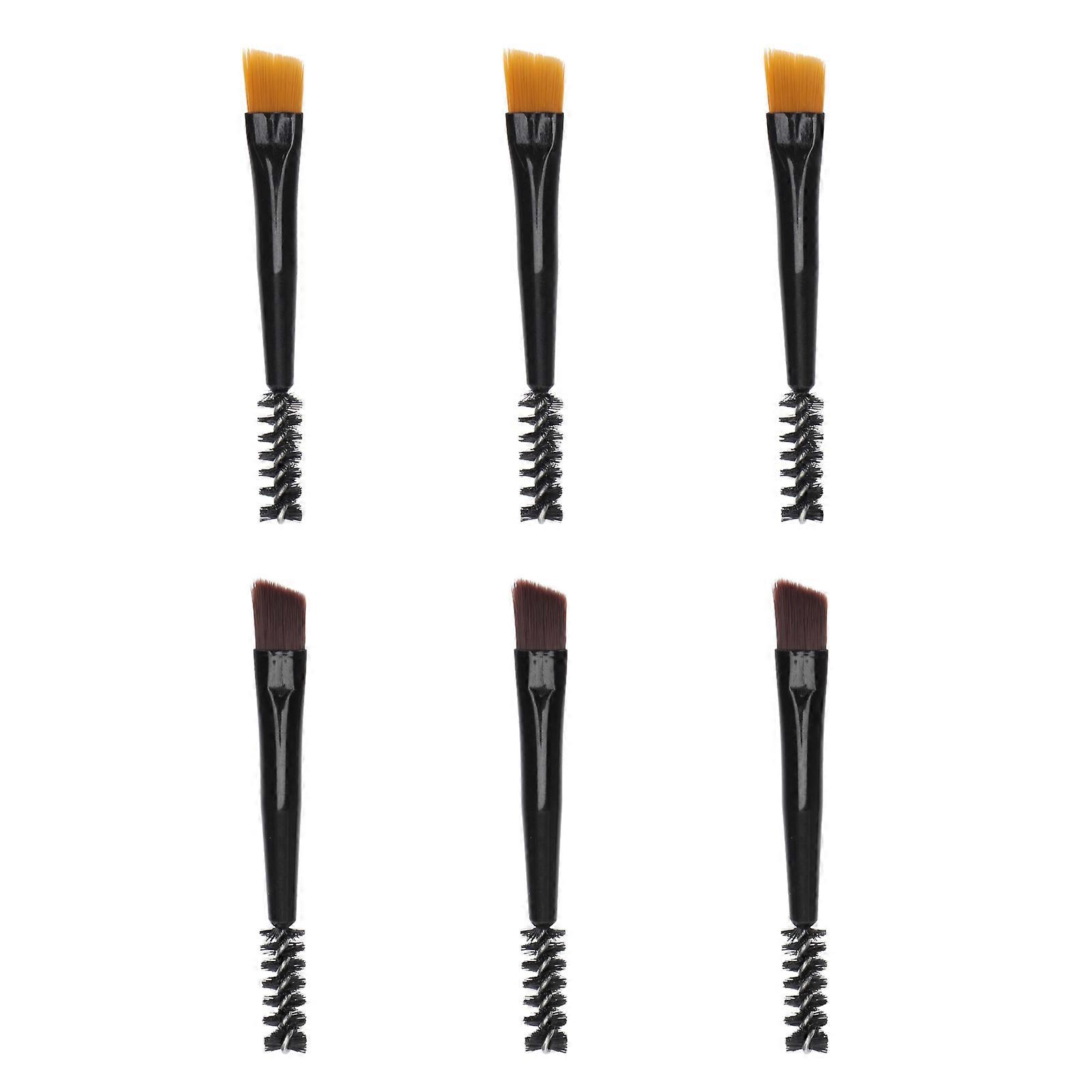 6Pcs Double-sided Eyebrow Brush for Makeup Use with Nylon Bristles Black Color Easy to Hold and