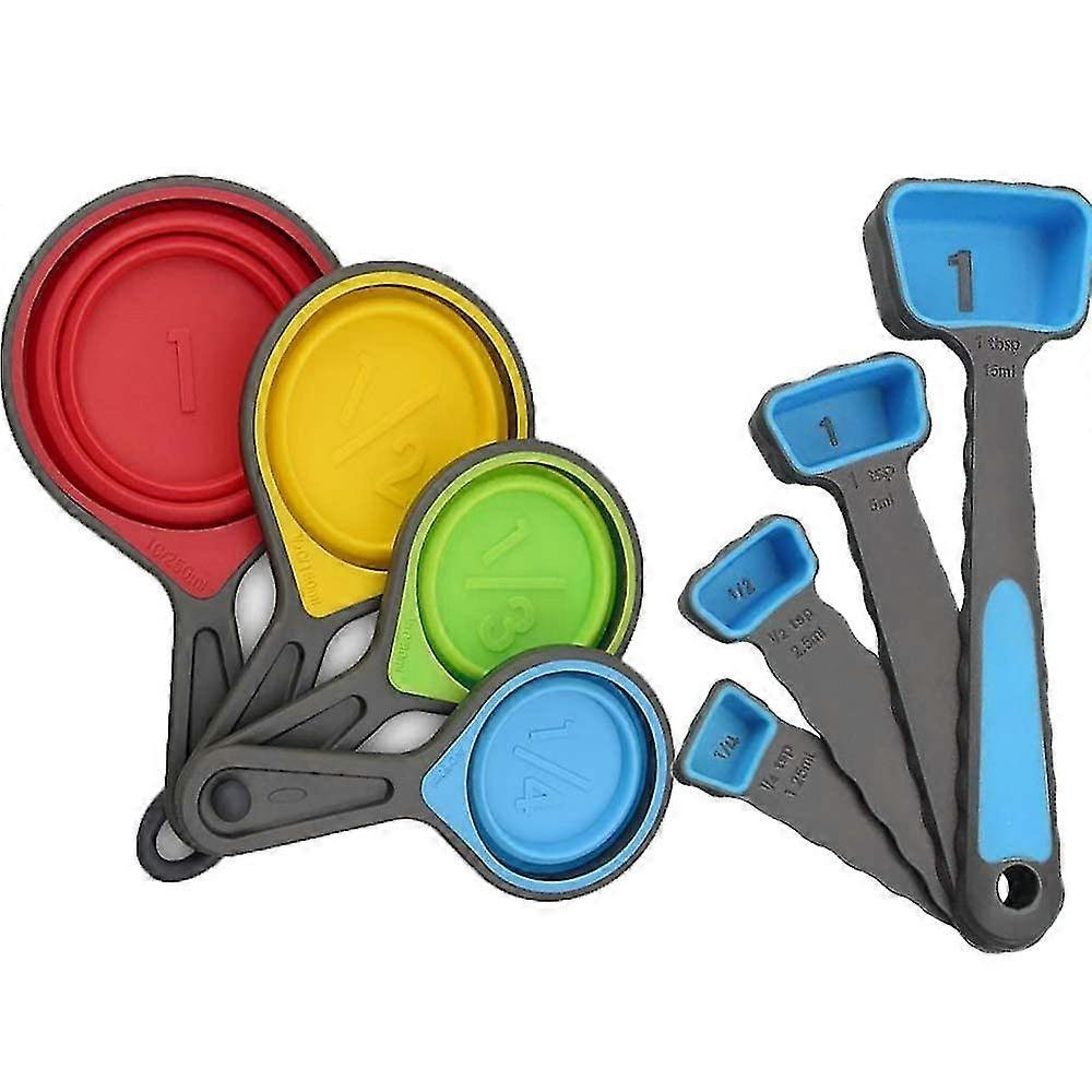 Foldable Silicone Measuring Cups And Measuring Spoons Set, Measuring Spoons For Cooking Baking Dosi