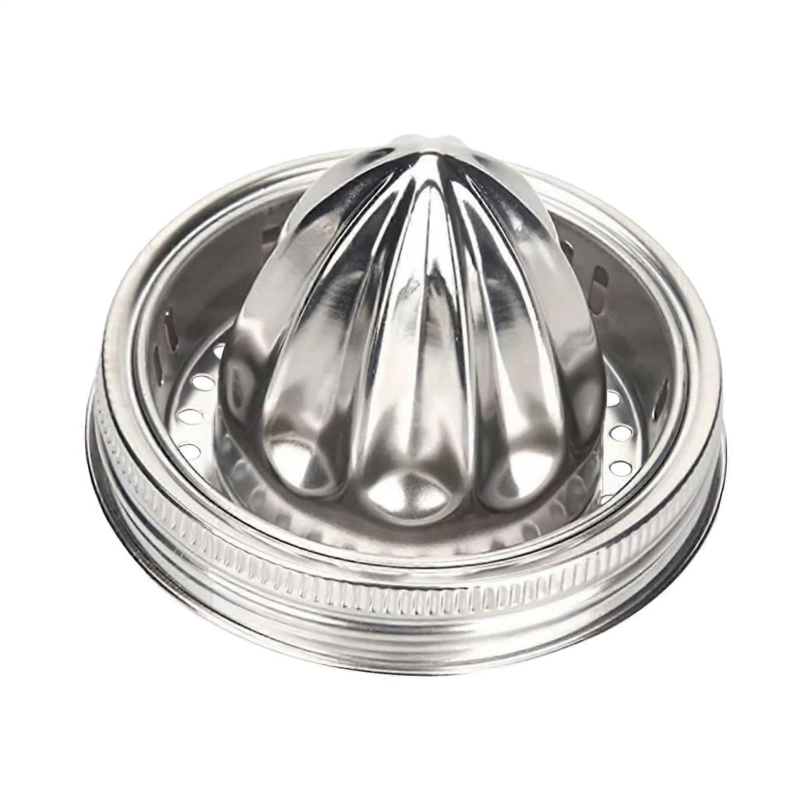 Jar Juicer Lid - Stainless Steel Citrus Reamer Cap - Manual Squeezer Top with Leak-Proof Grip for Lemon Lime Orange Juice Extraction