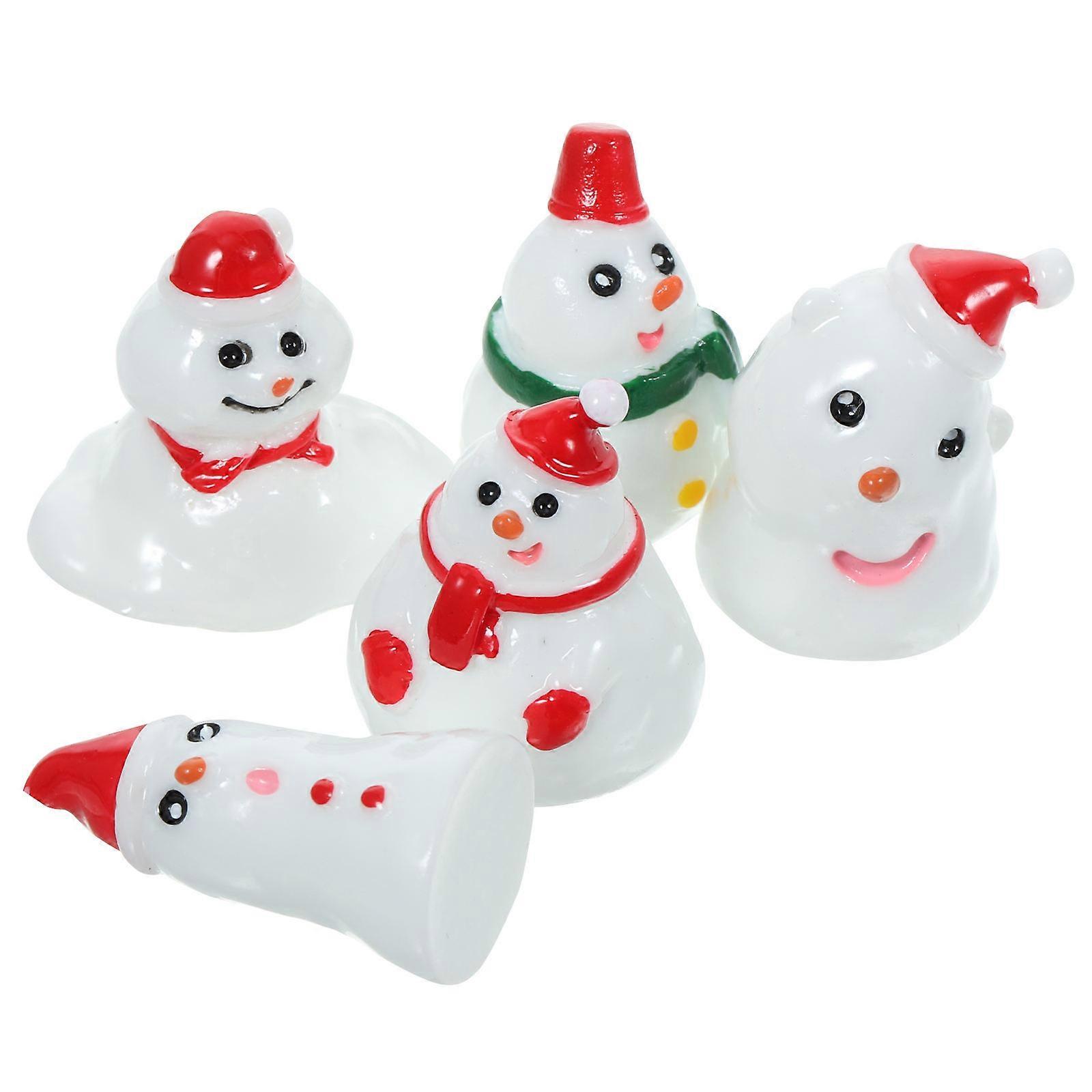 Mini Resin Snowman Figurine Christmas present Indoor Use Small Statue Mixed Style 2.5X2.5X2.2CM 5Pcs