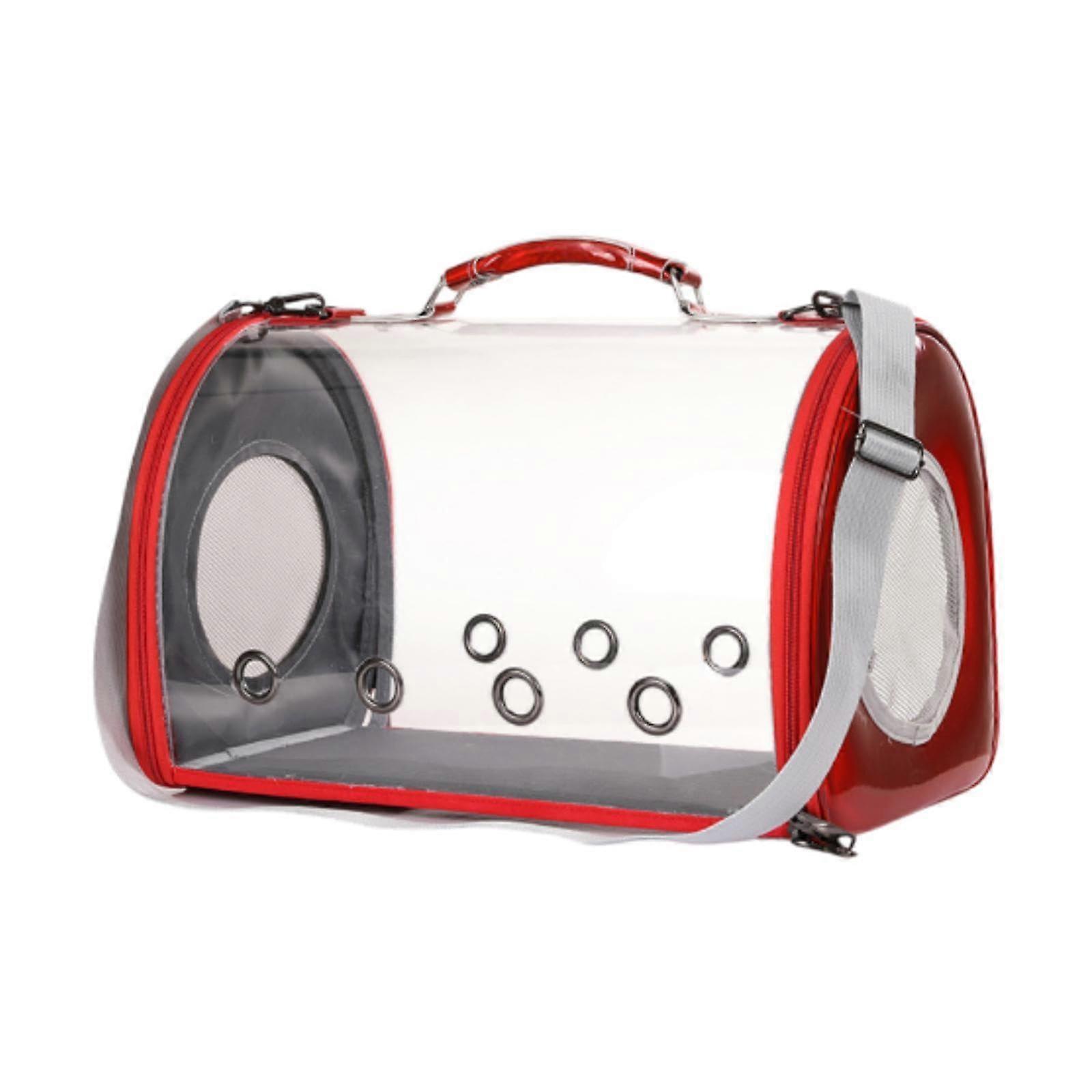 Cat Carrier Breathable Transparent Crossbody Bag TET Carrier Red Portable Spacious Design
