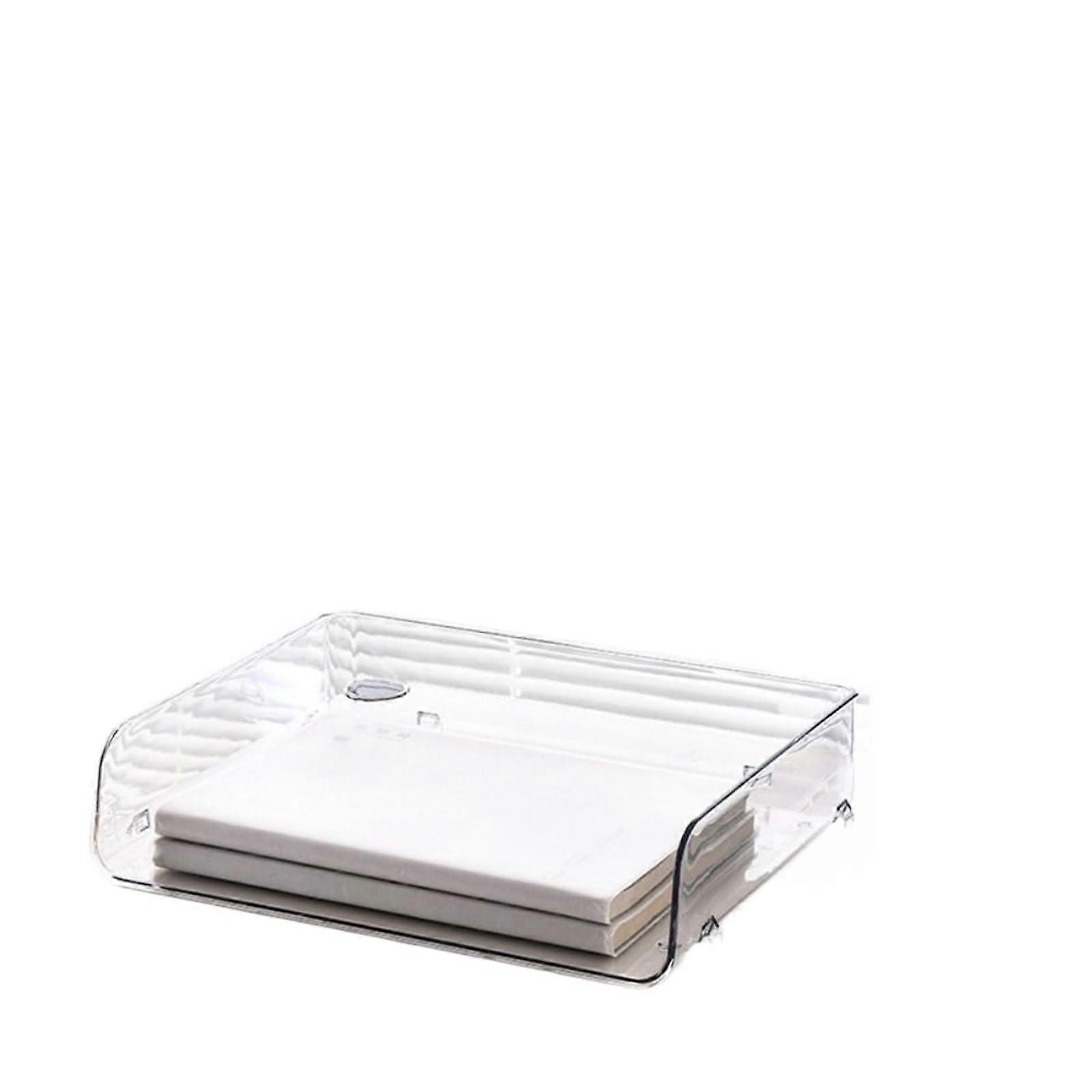 A4 Document Organizer Rack, Clear Desktop File Tray Holder for Paper Storage, Large Capacity Briefcase Style