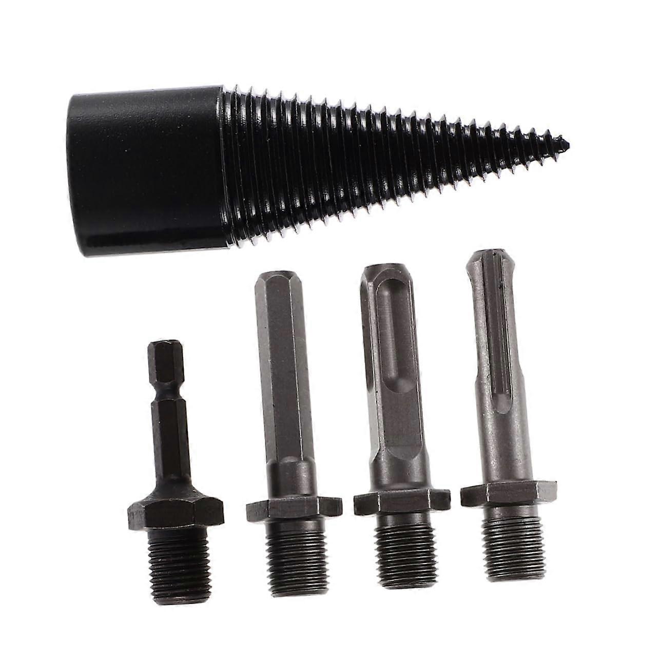 5-Piece Coated Firewood Drill Set for Wood Splitters, High-Performance Carbon Steel Kegel Drill, 15x3.8cm Woodworking Tools