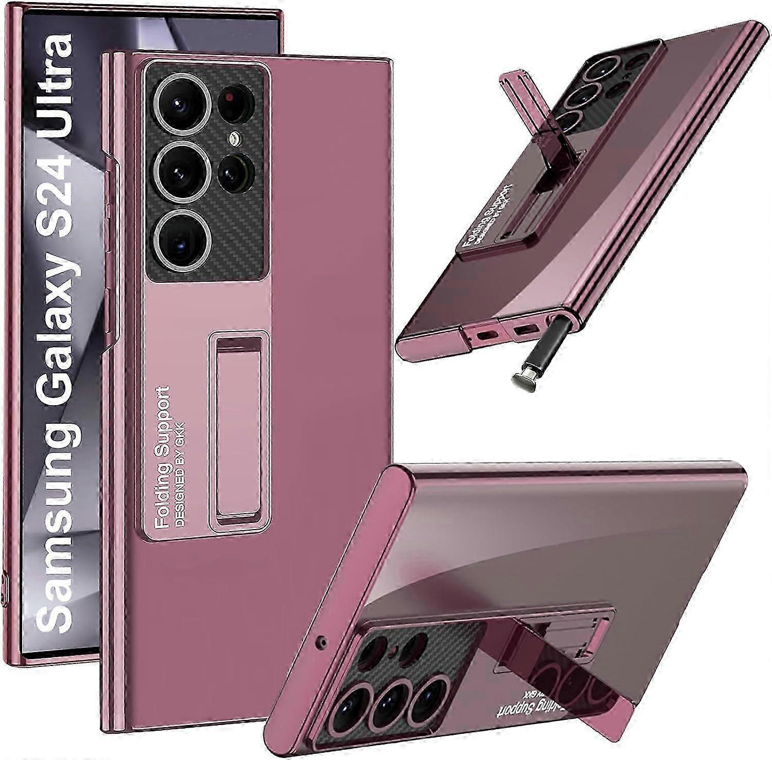 for Samsung S24 Ultra Clear Case with Stand, Galaxy S24 Ultra Case Built-in Camera Lens Protector & Kickstand