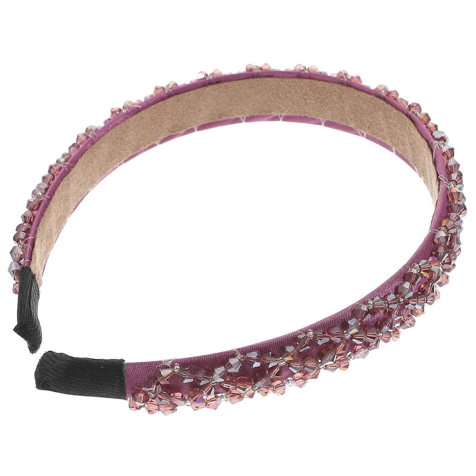 Shiny Crystal Rhinestone Padded Headband with Beaded Embellishment for Women's Party Accessory