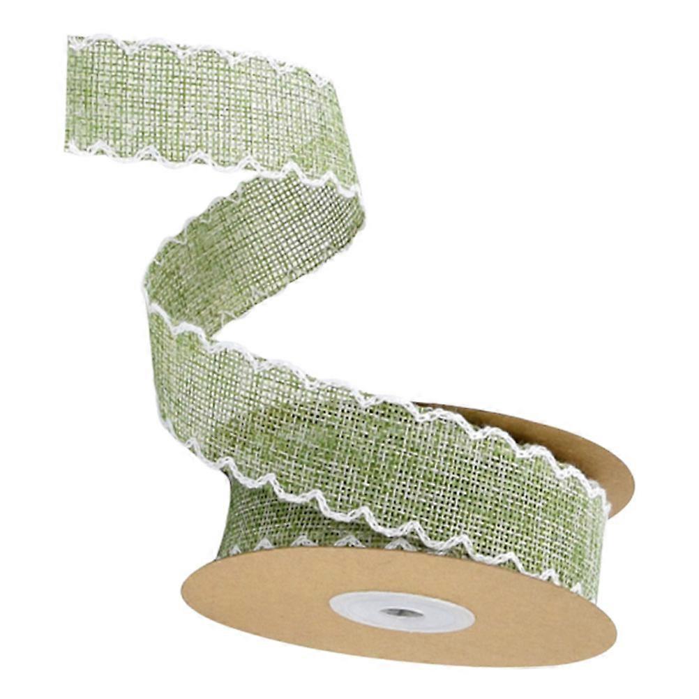 Green Linen Ribbon with Wavy Brim Design for DIY Flower Wrapping, Party Decoration, and Home or Office Use – Versatile Packaging Band for Creative