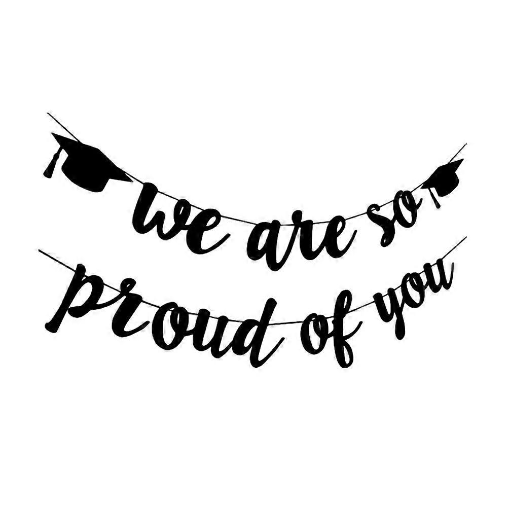 Graduation Banner Party Decoration Rectangle Shape Black Color For School Class Room Student Hanging 2Set